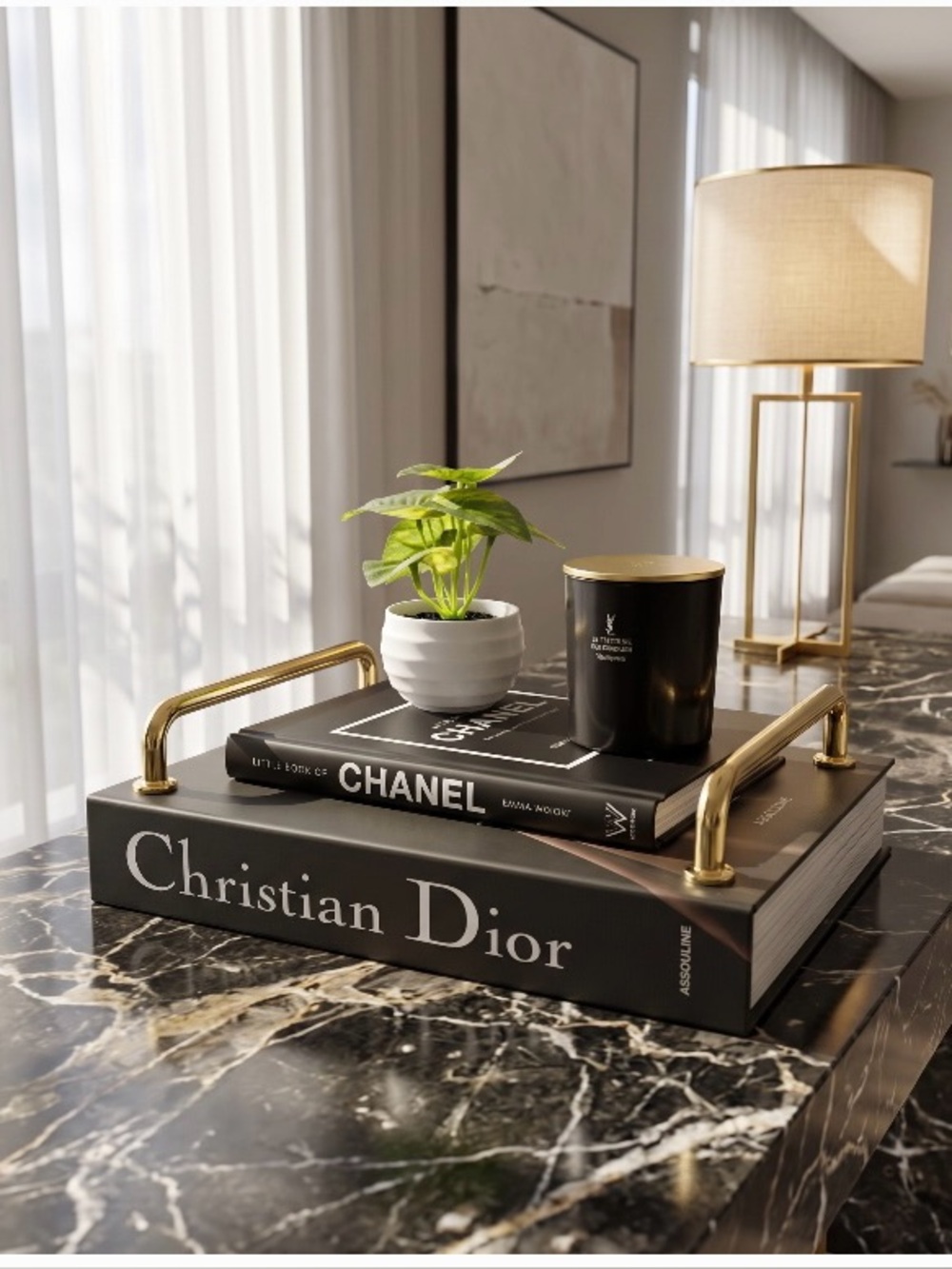 Dior Assouline Decorative Display Tray with Little Book of Chanel & YSL Candle - Picture 4 of 5